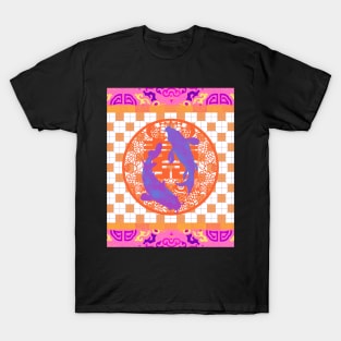 Double Happiness Koi Fish #8 with Purple Symbol - Hong Kong Pop Art T-Shirt